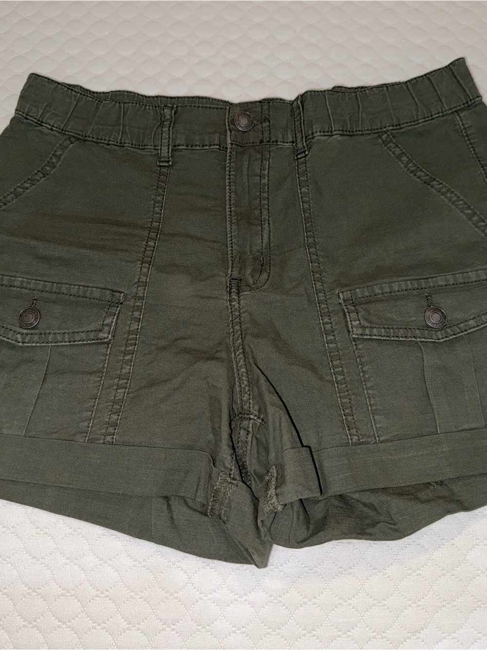 Time and Tru Olive Green High-Rise Cargo Shorts